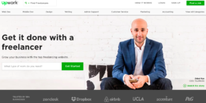 Upwork Homepage Screenshot - Upwork is a platform to find and work with freelancers. it is a great option for a web design business.