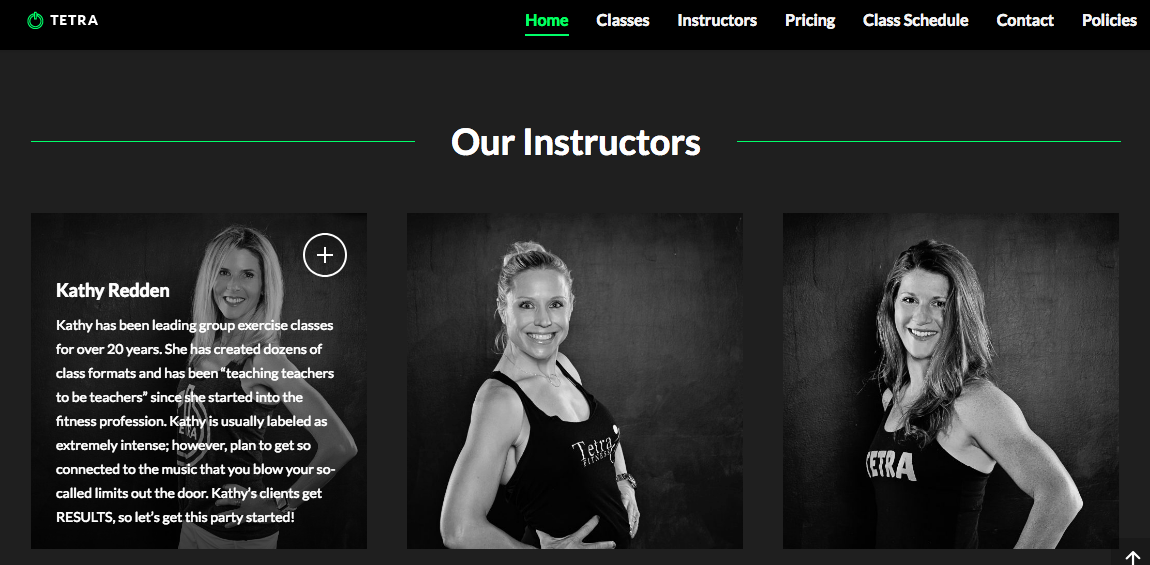 Fitness instructor bios on gym website