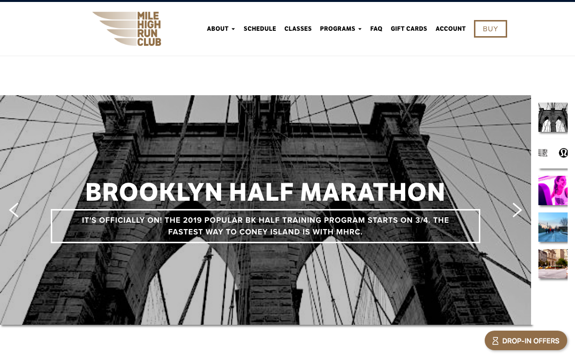 Mile High Run Club Mile High Run Club website homepage - 10 best website designs for gyms