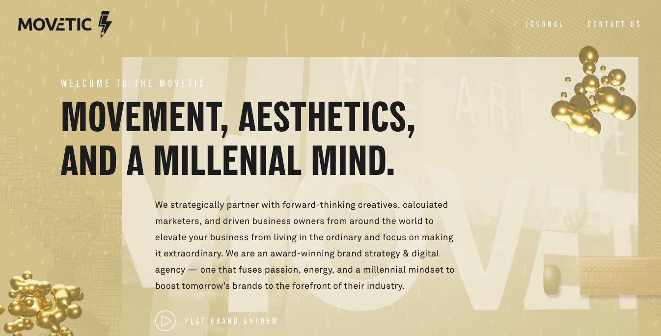 Movetic homepage Movetic website design agency homepage - one of the best website design agency websites