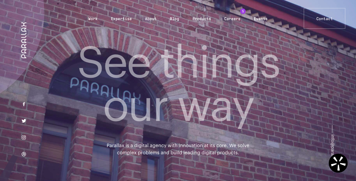 Parallax homepage Parallax website design agency homepage - one of the best website design agency websites