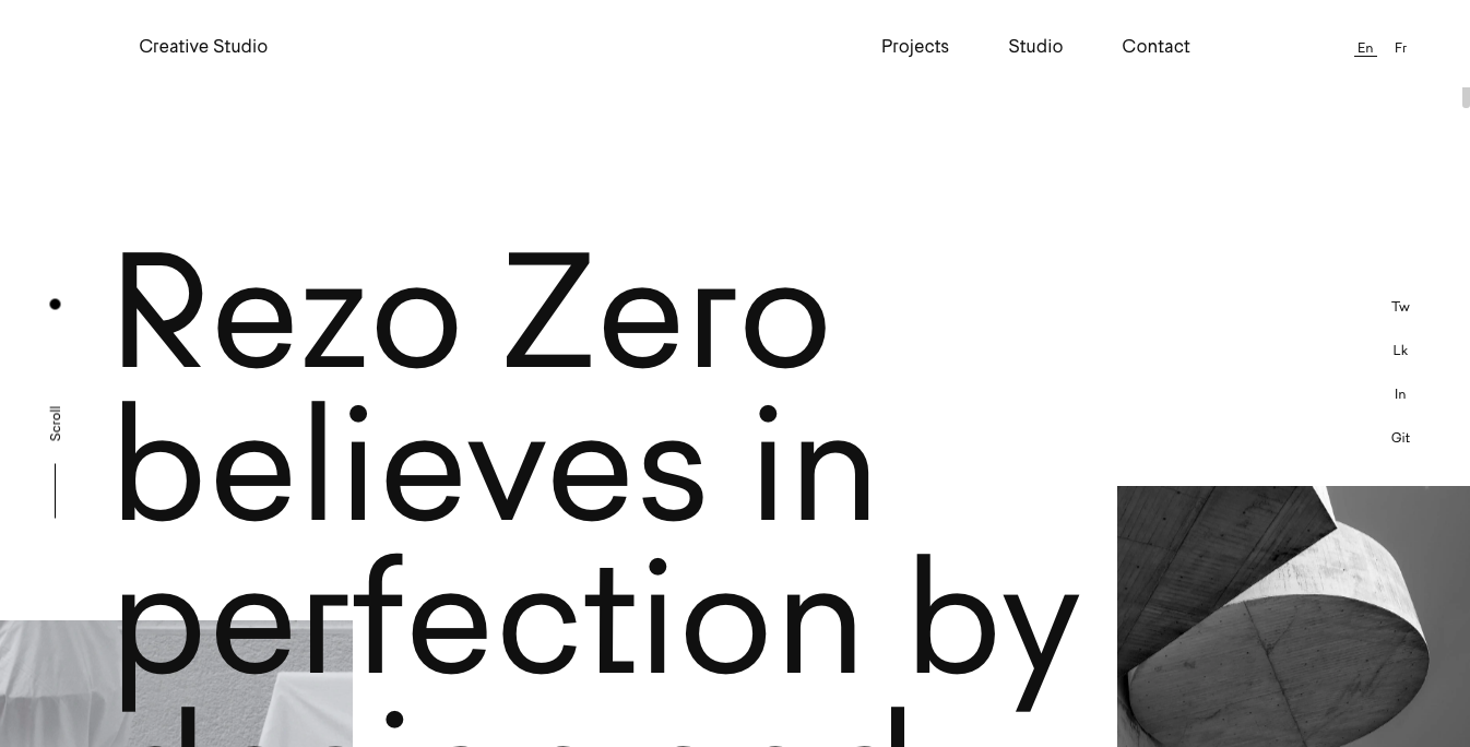 Rezo Zero homepage Rezo Zero website design agency homepage - one of the best website design agency websites