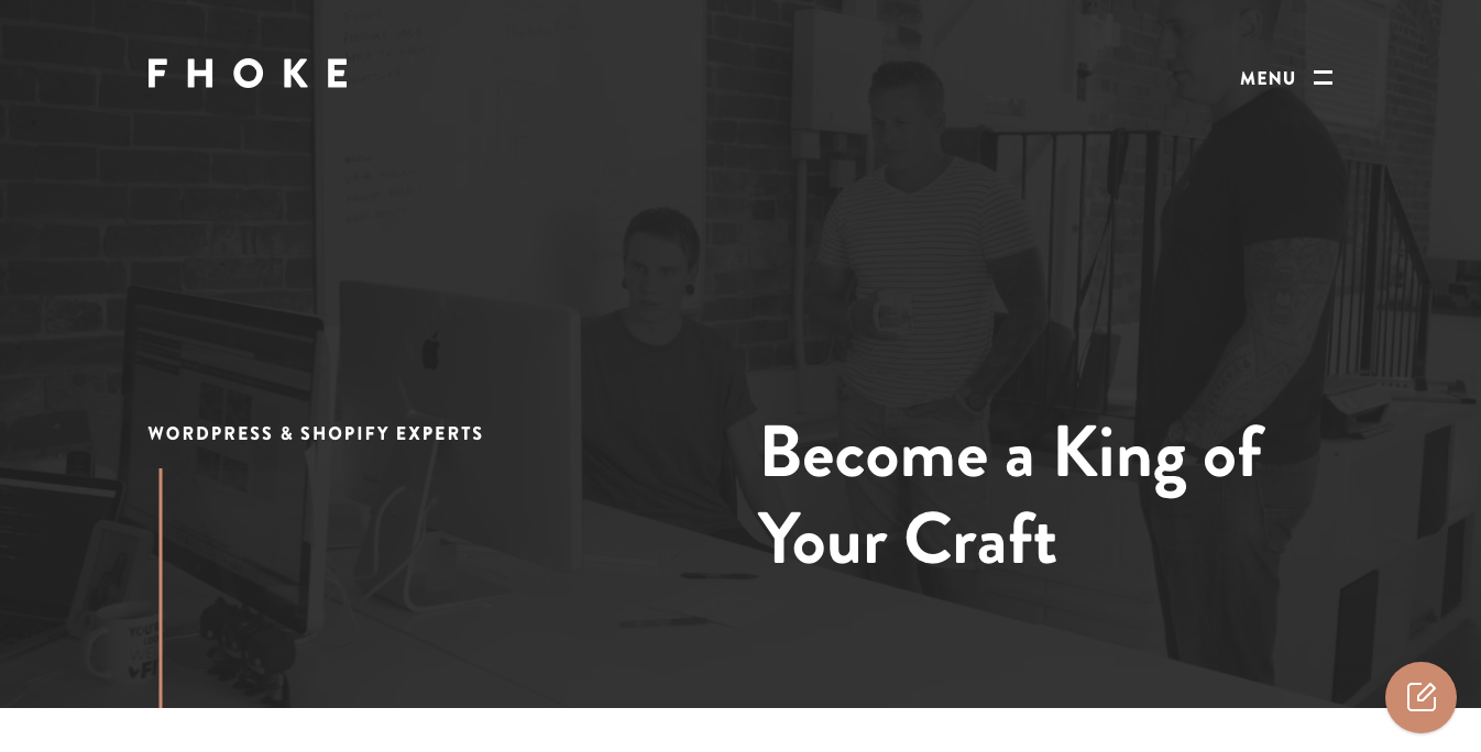 Fhoke homepage Fhoke website design agency homepage - one of the best website design agency websites