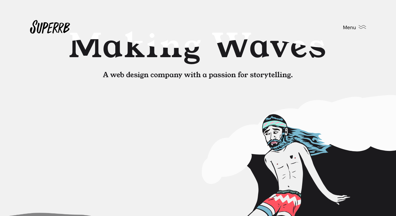 Superrb Superrb website design agency homepage - one of the best website design agency websites