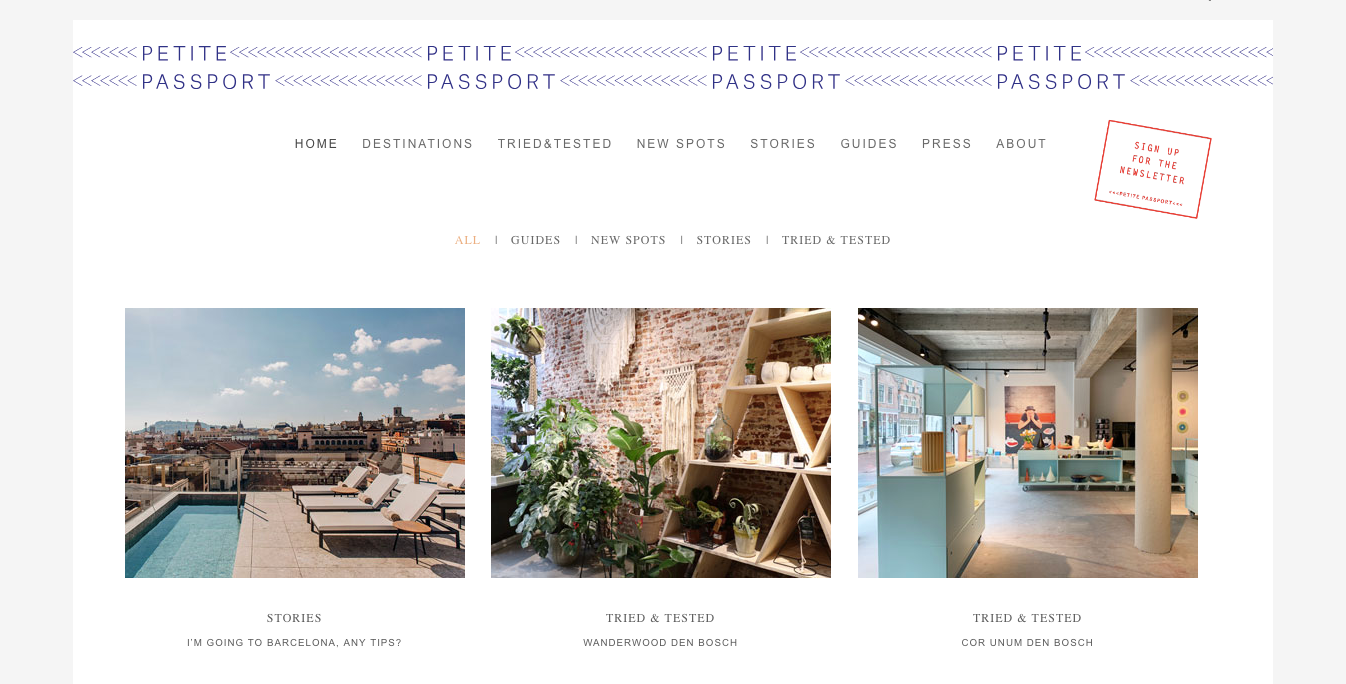 Petite Passport travel blog, part of the best travel blog website designs