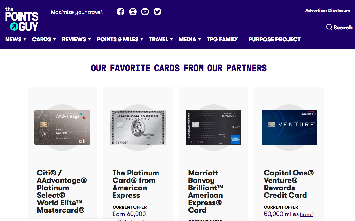 The Points Guy blog post about travel rewards credit cards