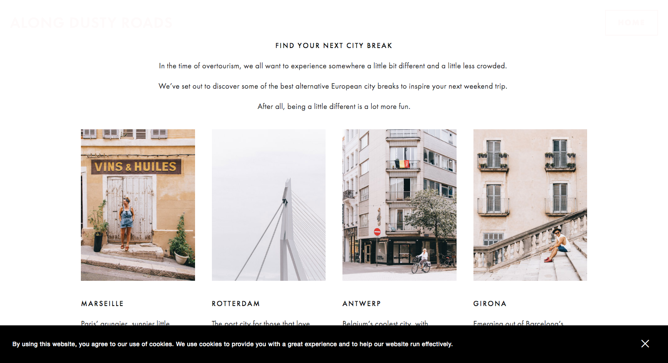 Along Dusty Roads - part of the Best Travel Blog Website Designs collection