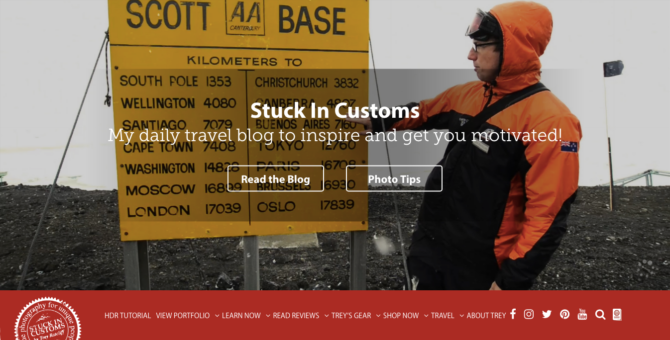 Stuck in Customs travel blog homepage - part of the best travel blog website designs collection