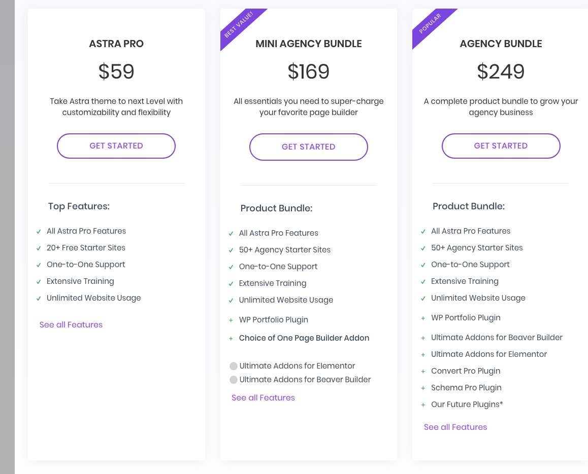 Astra Pricing - WordPress theme pricing tiers