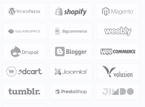 OptinMonster platform agnostic compatibility showing integrations with WordPress, Shopify, Joomla, Drupal, and any other website CMS platform