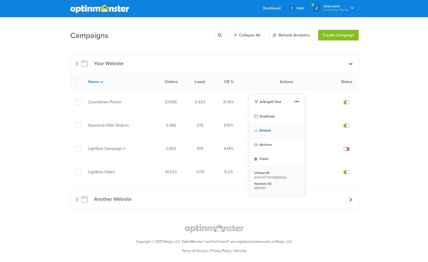 OptinMonster campaign targeting