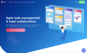 Ora project management software homepage, showing task management tools for businesses