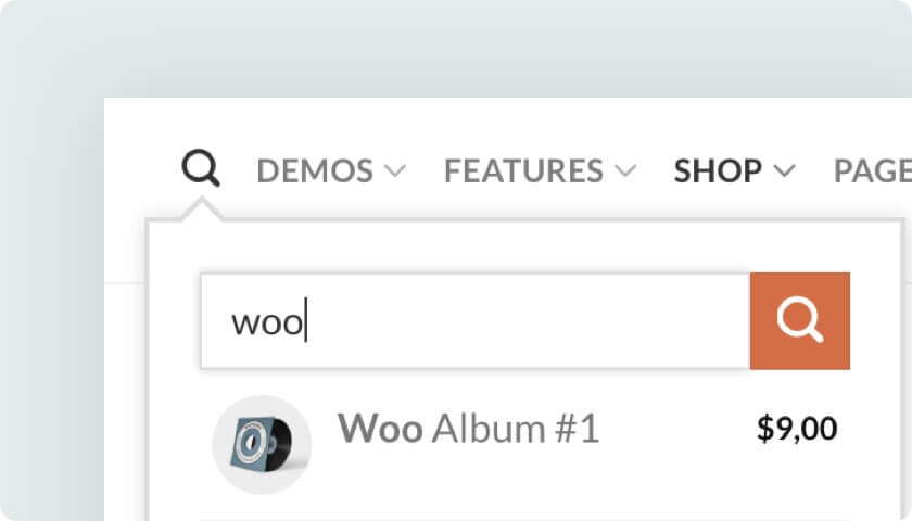 Live search in the ecommerce WordPress theme Flatsome review article